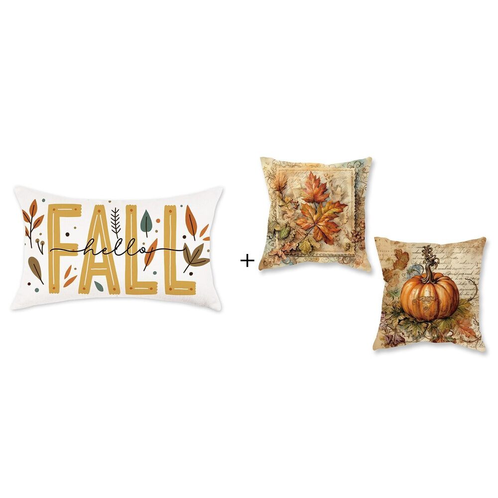 7196 Fall Throw Pillow Covers 18x18 Inch Set of 2 Hello Fall Vintage